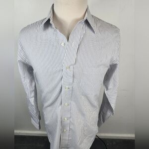 Brooks Brothers 15.5-35 White and Blue Pinstripe Dress Shirt